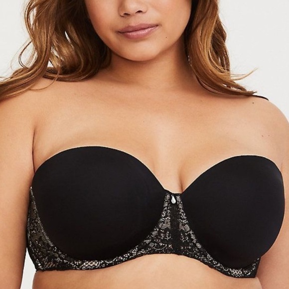 NWT Torrid Black Microfiber Lightly Lined Multi-way Convertible Strapless Bra - Picture 2 of 9